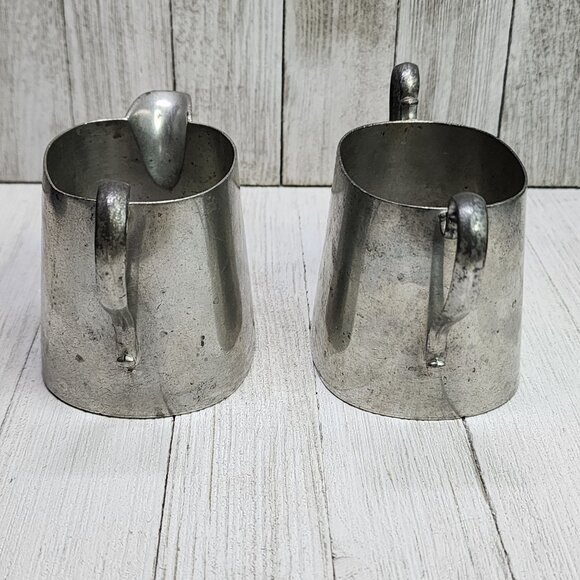 Vtg Queen City Silver CO Genuine Pewter Cream and Sugar Bowl Set 102 Trademarked - Picture 3 of 10